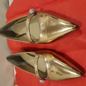 Ann Taylor Rose Gold Metallic Ballet Flats